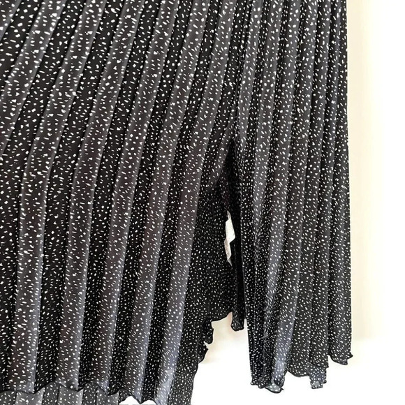 Zara Black White Pleated Satin Effect Polka Dot Print Midi Skirt Bloggers Fav S - Picture 7 of 11